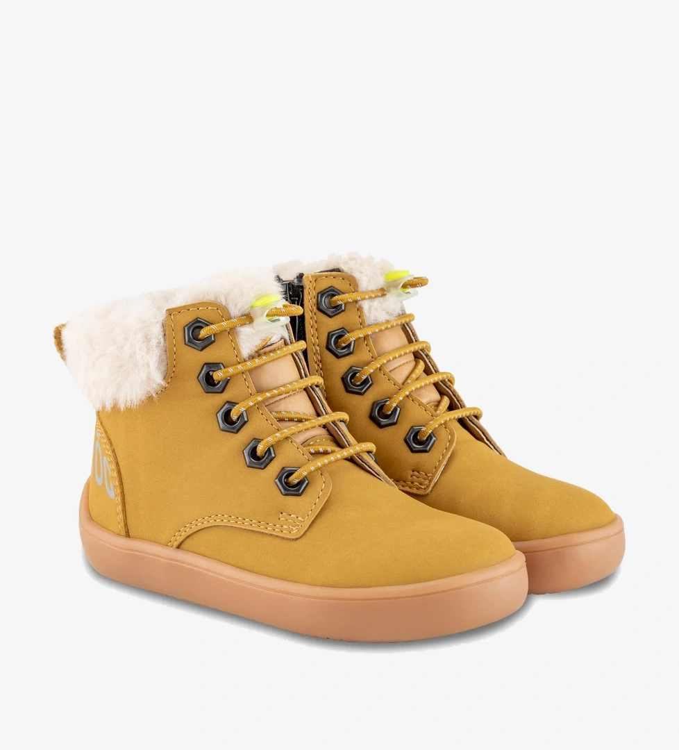 Furry Boots Sarı Nubuk Barefoot Çocuk Botu - Görsel 1